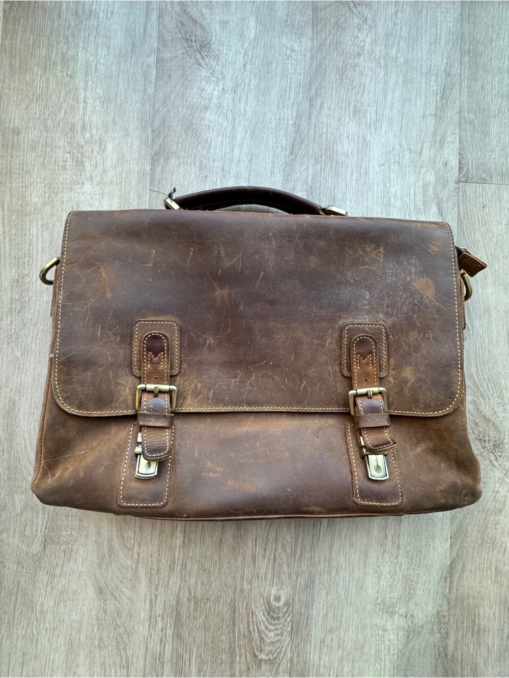 KATTEE MENS CRAZY HORSE LEATHER SATCHEL BRIEFCASE MESSENGER BAG